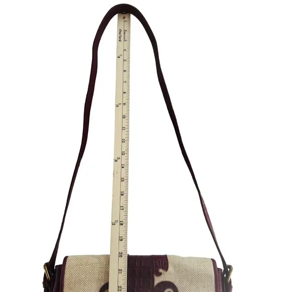 Sharif Canvas & Crocodile Leather Crossbody Bag With Lion Head Accent - Picture 11 of 13